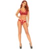 LEG AVENUE - SET 2 PIEZAS CON TANGA DOBLE TIRANTA S-M ROJO