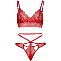 LEG AVENUE - SET 2 PIEZAS CON TANGA DOBLE TIRANTA S-M ROJO