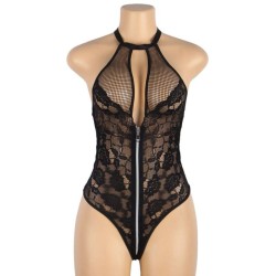 SUBBLIME - TEDDY ENCAJE FLORAL CREMALLERA L-XL
