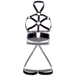 LEG AVENUE - ARNÉS BODY CUERO VEGANO AGARRE NEGRO S