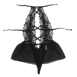 SUBBLIME - TEDDY CUELLO HALTER ESPALDA DESCUBIERTA ENCAJE NEGRO S-M