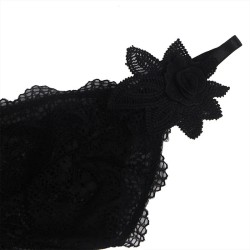 SUBBLIME - BABYDOLL TELA DE TUL DETALLE ENCAJE Y FLOR NEGRO S-M
