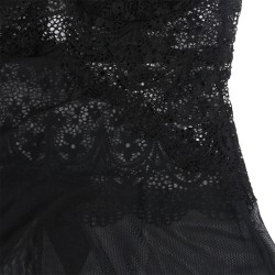 SUBBLIME - BABYDOLL TELA DE TUL DETALLE ENCAJE Y FLOR NEGRO S-M