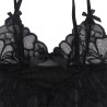 SUBBLIME - BABYDOLL CON TIRANTES AJUSTABLES Y ESTAMPADO FLORAL DE ENCAJE TRANSPARENTE NEGRO S-M