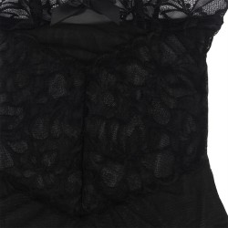SUBBLIME - BABYDOLL CON TIRANTES AJUSTABLES Y ESTAMPADO FLORAL DE ENCAJE TRANSPARENTE NEGRO S-M