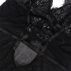 SUBBLIME - BABYDOLL CON TIRANTES AJUSTABLES DE ENCAJE NEGRO S-M
