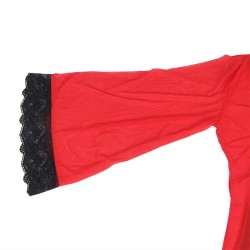 SUBBLIME - BATA TELA TRANSPARENTE DETALLE ENCAJE ROJO S-M