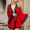 SUBBLIME - BATA TELA TRANSPARENTE DETALLE ENCAJE ROJO S-M