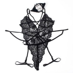 SUBBLIME - DISFRAZ POLICIA BODY ENCAJE NEGRO S-M