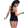CHILIROSE - CR 3859 BABYDOLL and TANGA NEGRO-AZUL S-M