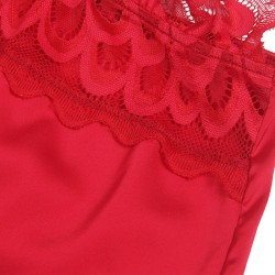 SUBBLIME - BABYDOLL SATINADO CON ENCAJE ROJO S-M