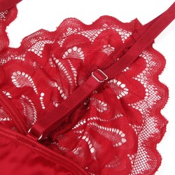 SUBBLIME - BABYDOLL SATINADO CON ENCAJE ROJO S-M