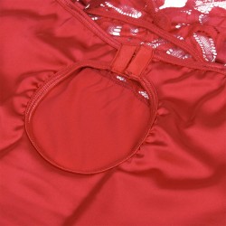 SUBBLIME - BABYDOLL SATINADO CON ENCAJE ROJO S-M