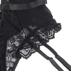 SUBBLIME - TEDDY CON LIGA DETALLE ENCAJES Y TIRAS NEGRO S-M