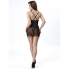 LIVCO CORSETTI FASHION - ALDANA LC 20206 BABYDOLL TANGA NEGRO S-M