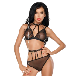 ME-SEDUCE - DOTTY SET DOS PIEZAS NEGRO S-M