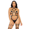 LEG AVENUE - KINK TEDDY ARNÉS CON ARO DE CORAZÓN TALLA S - NEGRO