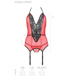 PASSION - PEONIA CORSET EROTIC LINE ROJO S-M