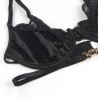 SUBBLIME - SET DE 3 PIEZAS SUJETADOR TANGA LIGA ENCAJE NEGRO S-M