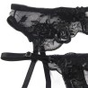 SUBBLIME - SET DE 3 PIEZAS SUJETADOR TANGA LIGA ESTAMPADO FLORAL NEGRO S-M