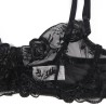 SUBBLIME - SET DE 3 PIEZAS SUJETADOR TANGA LIGA ESTAMPADO FLORAL NEGRO S-M