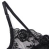SUBBLIME - SET DE 3 PIEZAS SUJETADOR TANGA LIGA ESTAMPADO FLORAL NEGRO S-M