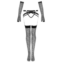 LIVCO CORSETTI FASHION - NEMALIA SET LIGUERO MEDIAS GUANTES NEGRO S-M