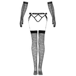 LIVCO CORSETTI FASHION - NEMALIA SET LIGUERO MEDIAS GUANTES NEGRO S-M