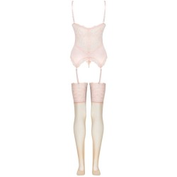 LIVCO CORSETTI FASHION - PERSINNE PEACH SET CORSET PANTY MEDIAS S-M