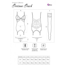 LIVCO CORSETTI FASHION - PERSINNE PEACH SET CORSET PANTY MEDIAS S-M