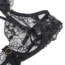SUBBLIME - 957483 CONJUNTO SUJETADOR Y LIGA DE ENCAJE NEGRO S-M