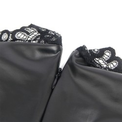 SUBBLIME - 957544 VESTIDO DE CUERO CON CUELLO DE ENCAJE NEGRO S-M