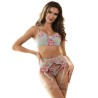 SUBBLIME - 957643 CONJUNTO SUJETADOR Y LIGUERO CON BORDADOS DE FLORES ROSAS S-M