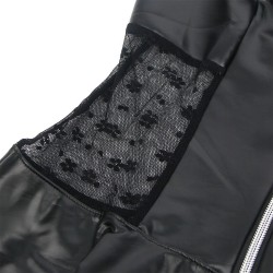 SUBBLIME - 957704 VESTIDO DE CUERO CON CREMALLERA Y ENCAJE NEGRO S-M
