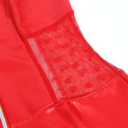 SUBBLIME - 957728 VESTIDO DE CUERO CON CREMALLERA Y ENCAJE ROJO S-M