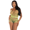 LEG AVENUE - SET CAMISETA and PANTALON REJILLA NEGRO