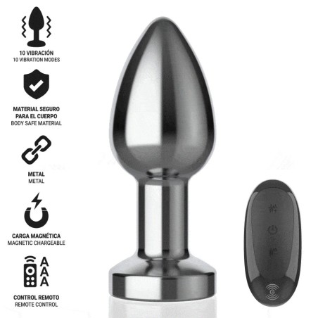 INTENSE - PLUG ANAL 10 VIBRACIONES METAL CON CONTROL REMOTO M