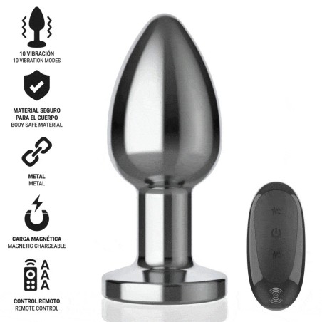 INTENSE - PLUG ANAL 10 VIBRACIONES METAL CON CONTROL REMOTO L