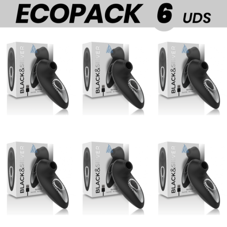 ECOPACK 6 UDS - BLACKandSILVER DRAKE DELUXE SUCKING VIBE SILICONA RECARGABLE NEGRO