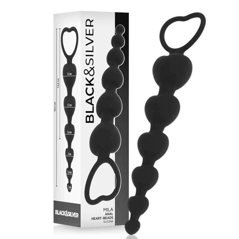 BLACKandSILVER - MILA CADENA ANAL DE CORAZONES 18 CM