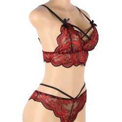 SUBBLIME - SET DOS PIEZAS TOP Y PANTIES ENCAJE S-M