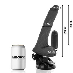 BASECOCK - VIBRADOR REALÍSTICO CONTROL REMOTO NATURAL CON TESTÍCULOS 20 CM -O- 4 CM