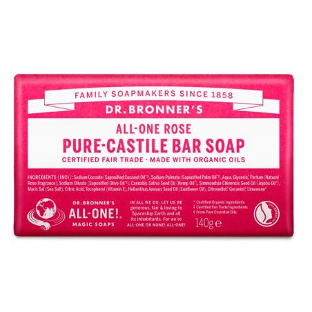 Pastilla de jabon de rosas bio 140g Dr. Bronner's