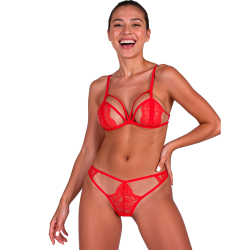 PASSION - ANUVERA SET SUJETADOR TANGA ROJO L-XL