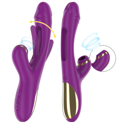 INTENSE - ATENEO VIBRADOR MULTIFUNCIÓN RECARGABLE 7 VIBRACIONES CON LENGUA OSCILANTE Y ONDAS ESTIMULADORAS MORADO