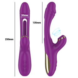 INTENSE - ATENEO VIBRADOR MULTIFUNCIÓN RECARGABLE 7 VIBRACIONES CON LENGUA OSCILANTE Y ONDAS ESTIMULADORAS MORADO