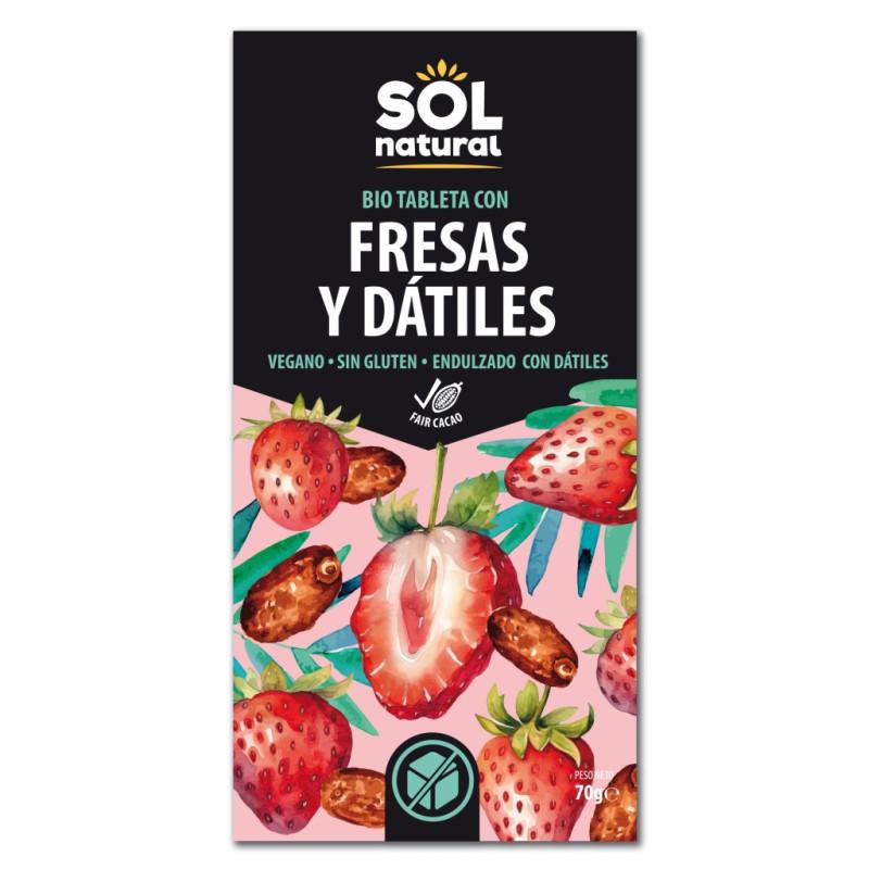 Tableta Chocolate con fresas y datiles Bio 70 g Sol Natural