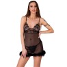 LIVCO CORSETTI FASHION - ZERUNAM SET BABYDOLL TANGA NEGRO S-M