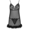LIVCO CORSETTI FASHION - ZERUNAM SET BABYDOLL TANGA NEGRO S-M