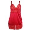 SUBBLIME - BABYDOLL SATINADO CON ENCAJE ROJO S-M